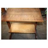 Vintage Wooden Floor Lamp with Built-in Side Table