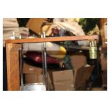 Vintage Wooden Floor Lamp with Built-in Side Table