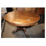 Antique Round Oak Clawfoot Dining Table