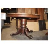 Antique Round Oak Clawfoot Dining Table