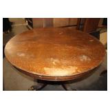 Antique Round Oak Clawfoot Dining Table