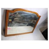 Vintage Wooden Framed Wall Mirror