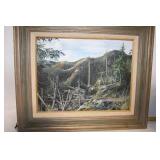 Framed Landscape Painting by R. V. Weathers, 1984