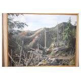 Framed Landscape Painting by R. V. Weathers, 1984