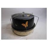 Vintage Metal Cake Carrier with Butterfly Design