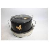 Vintage Metal Cake Carrier with Butterfly Design