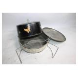 Vintage Metal Cake Carrier with Butterfly Design