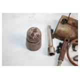 Collection of Vintage Rusted Cast Iron Parts and Tools