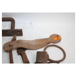 Collection of Vintage Rusted Cast Iron Parts and Tools