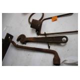 Collection of Vintage Rusted Cast Iron Parts and Tools