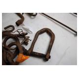 Collection of Vintage Rusted Cast Iron Parts and Tools