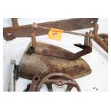 Collection of Vintage Rusted Cast Iron Parts and Tools