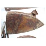 Collection of Vintage Rusted Cast Iron Parts and Tools