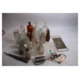 Vintage Glass Bottles and Kitchenware Collection