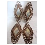 Set of 4 Rustic Wicker Wall DÃ©cor Plaques