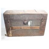 Antique Steamer Trunk with Decorative Interior
