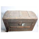 Antique Steamer Trunk with Decorative Interior