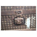 Antique Steamer Trunk with Decorative Interior