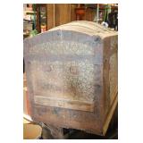 Antique Wooden and Metal Steamer Trunk with Decorative Lining