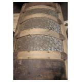 Antique Wooden and Metal Steamer Trunk with Decorative Lining