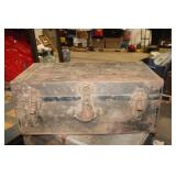 Vintage Wooden Trunk with Metal Accents