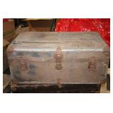 Vintage Metal Storage Trunk with Distressed Finish
