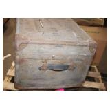 Vintage Metal Storage Trunk with Distressed Finish
