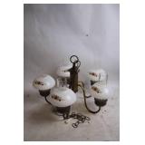 Vintage 5-Light Floral Chandelier with Glass Shades