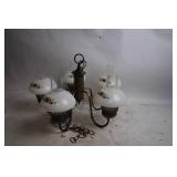 Vintage 5-Light Floral Chandelier with Glass Shades