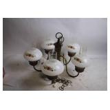 Vintage 5-Light Floral Chandelier with Glass Shades