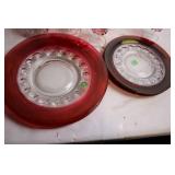 Vintage Collection of Red Glass Plate and Goblets Set