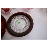 Vintage Collection of Red Glass Plate and Goblets Set