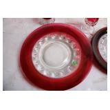 Vintage Collection of Red Glass Plate and Goblets Set