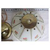 Vintage Brass Table Lamp with Floral Glass Shade