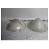 Pair of Vintage Glass Ceiling Light Shade Covers with Beaded Edge