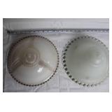 Pair of Vintage Glass Ceiling Light Shade Covers with Beaded Edge