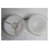 Pair of Vintage Glass Ceiling Light Shade Covers with Beaded Edge