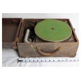 Vintage Portable Gramophone Turntable in Wooden Case