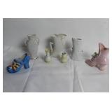 Set of 7 Vintage Porcelain Vases and Shoe Planters