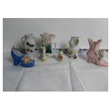 Set of 7 Vintage Porcelain Vases and Shoe Planters