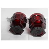 Vintage Cut Glass Decanter with 6 Ruby Red Glasses Set