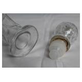 Vintage Cut Glass Decanter with 6 Ruby Red Glasses Set