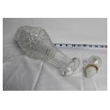 Vintage Cut Glass Decanter with 6 Ruby Red Glasses Set