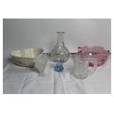 Set of Vintage Glassware and Pfaltzgraff Heart Bowl