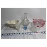 Set of Vintage Glassware and Pfaltzgraff Heart Bowl