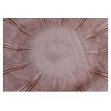 Cherry Blossom Pink Depression Glass Plate Set with Handled Tray