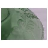 Set of Elegant Glassware: Green Centerpiece Bowl, Blue Compote, and Vase