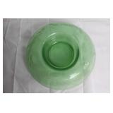 Set of Elegant Glassware: Green Centerpiece Bowl, Blue Compote, and Vase