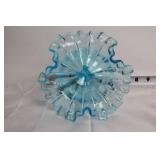 Set of Elegant Glassware: Green Centerpiece Bowl, Blue Compote, and Vase