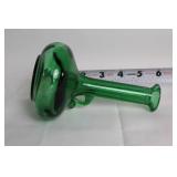 Set of Elegant Glassware: Green Centerpiece Bowl, Blue Compote, and Vase